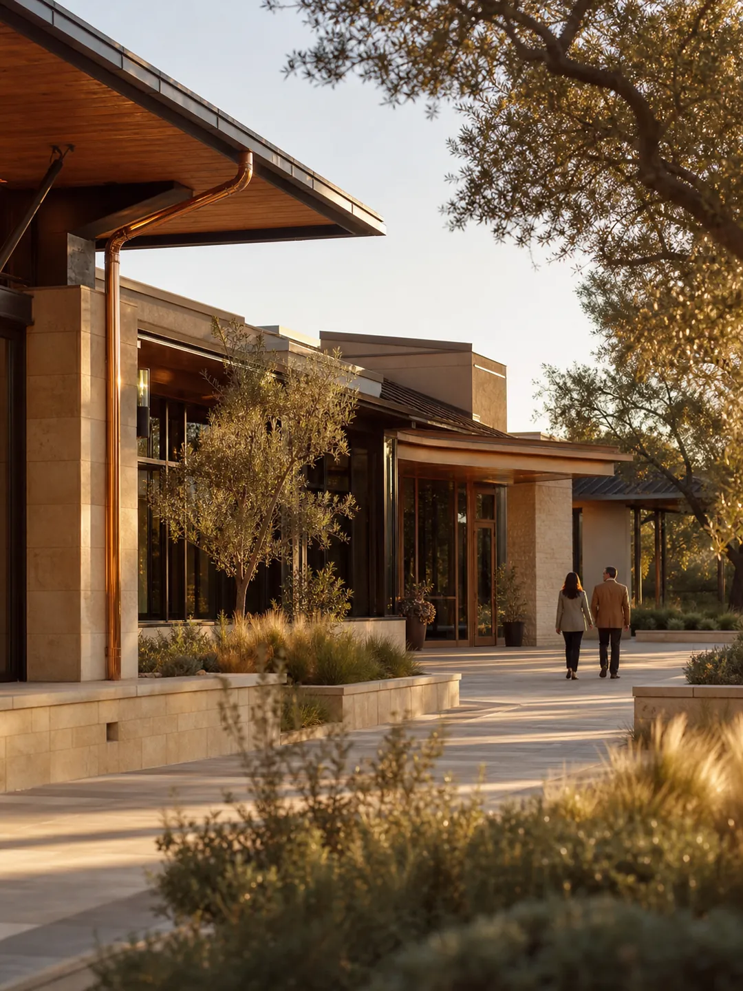 A warm professional office exterior in the Northern California foothills.